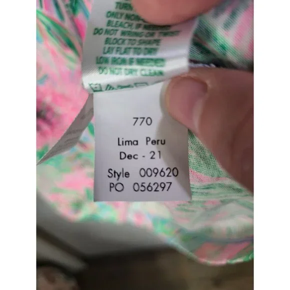 Lilly Pulitzer Belden Ruched Elbow Sleeve Dress Womens LG Floral Spring Preppy - Picture 7 of 9